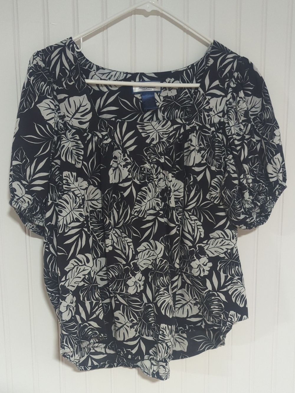 Stella Parker Island Floral Square-Neck Blouse
